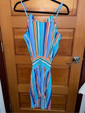 CLOSET CLOSEOUT SALE - La Blanca Striped Sleeveless Halter-like Dress